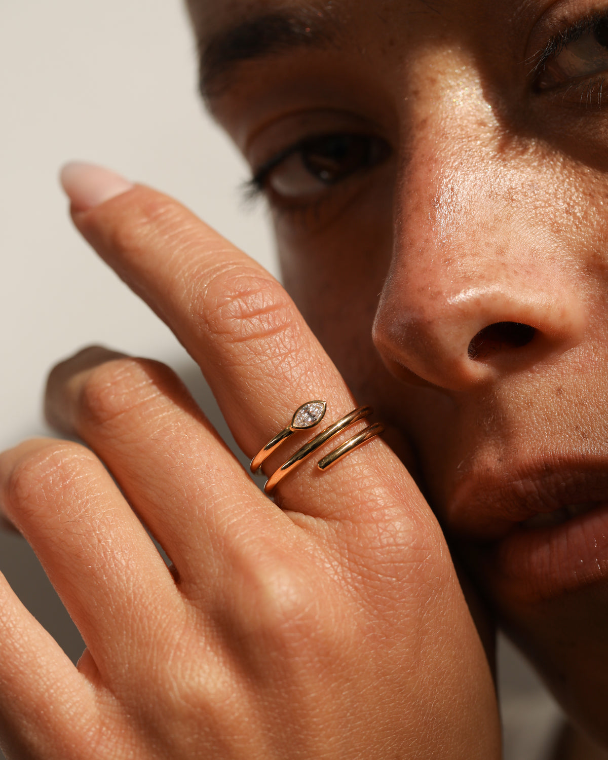 spiral navette bold ring