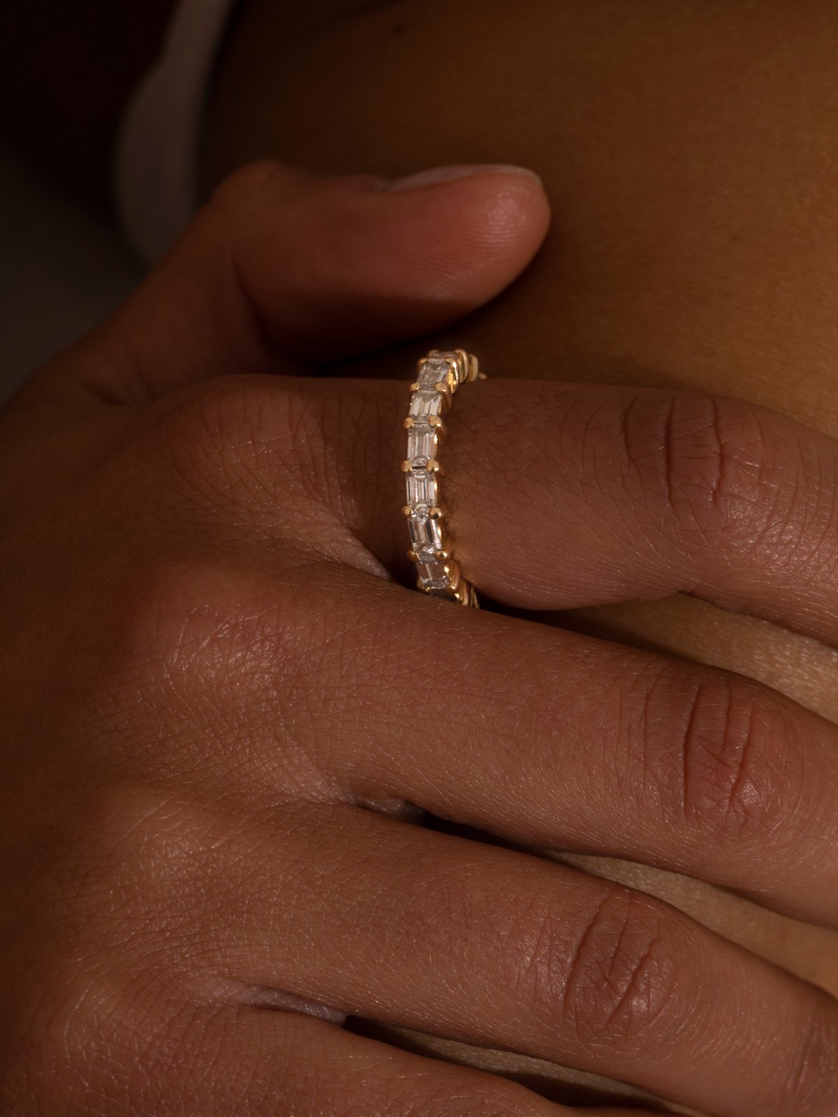 emerald cut memory ring