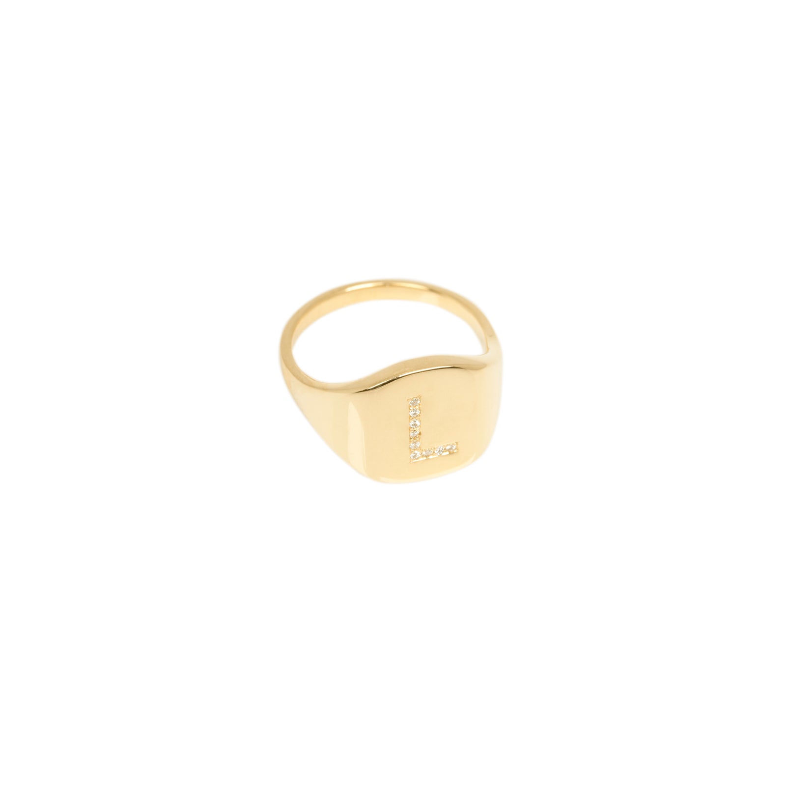 modern emblem ring w diamonds