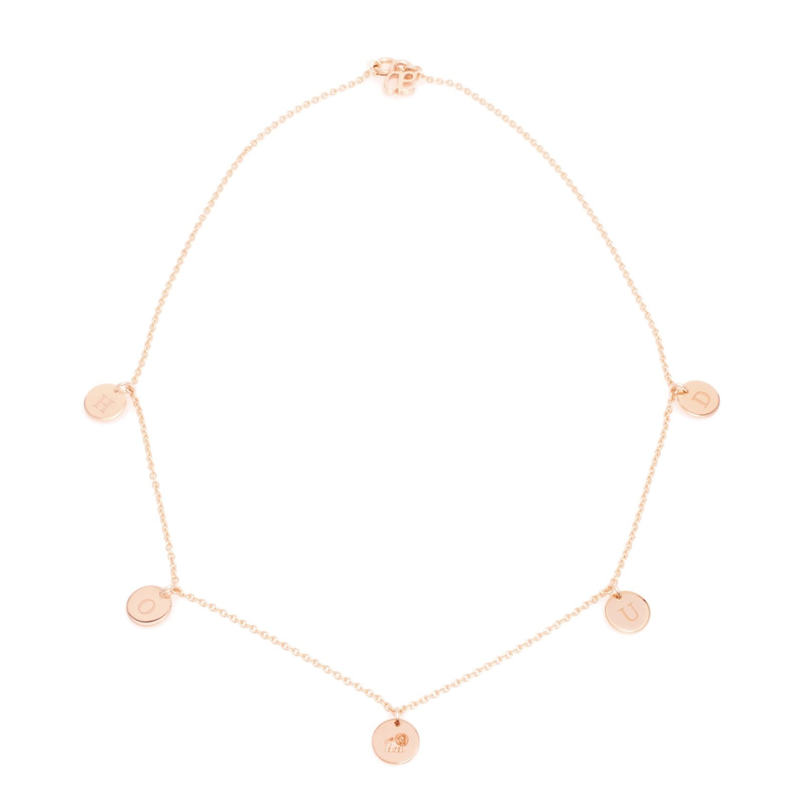 initial necklace fixed 5 Plättchen - Rosé - Kette - Modeschmuck - ariane ernst