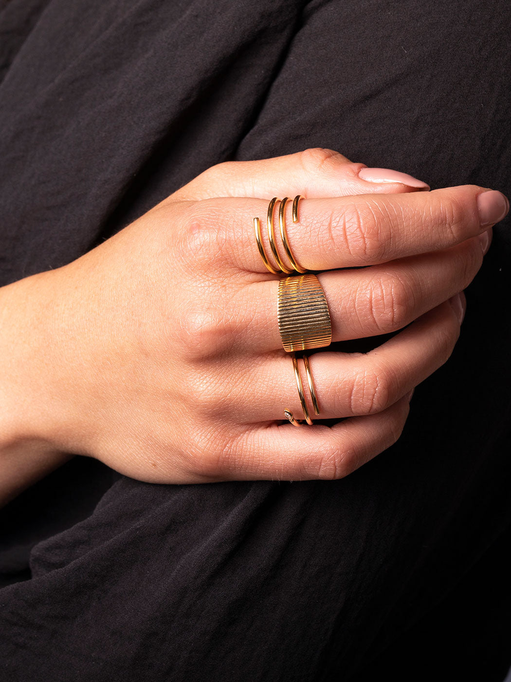 spiral navette ring