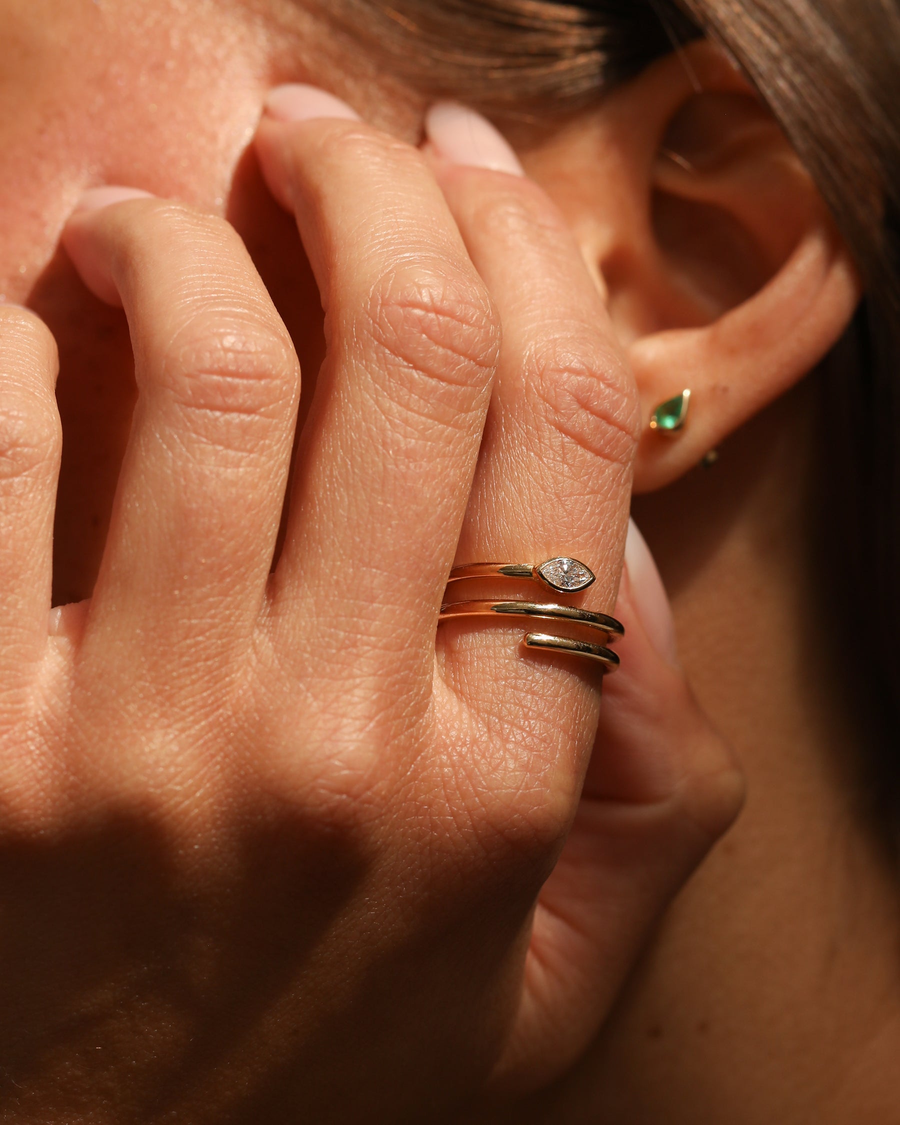 spiral navette bold ring