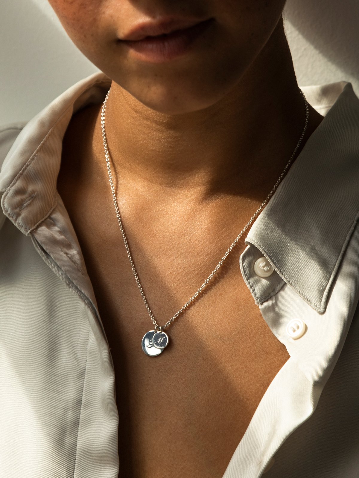 initial necklace w/ 2 pendants
