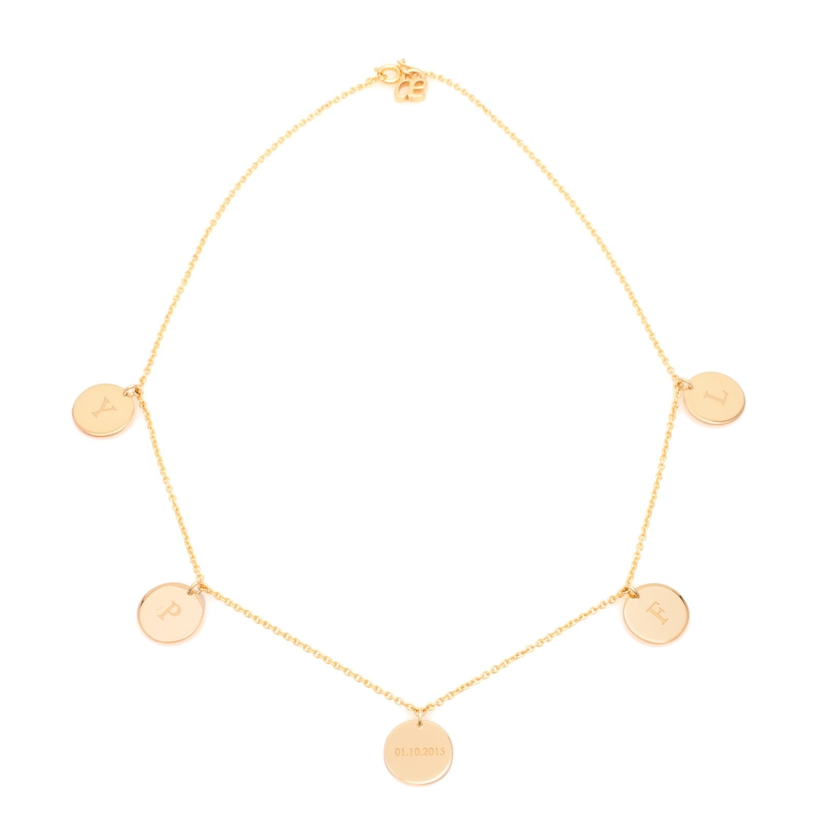 initial necklace fixed 5 Plättchen - Gold - Kette - Modeschmuck - ariane ernst